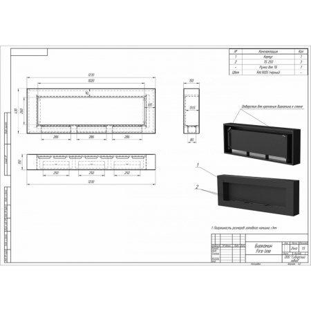 Биокамин настенный WF250IIIG PremiumFire по цене 42 720 руб.